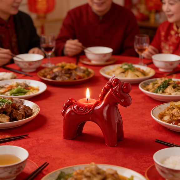 Year of the Horse Scented Candle - Zodiac Colt-Shaped Soy Blend Wax Candle, Festive Holiday Home Decor, Gift for Chinese New Year & Party Favors,A