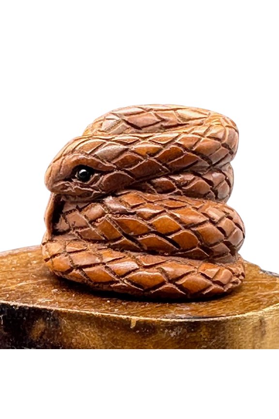 Year of the Snake 2025 Coiled Boxwood Bead | 1 Netsuke |
