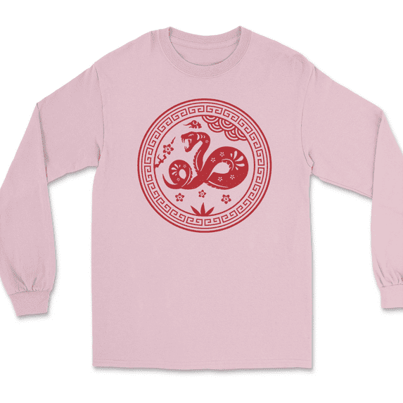 Year of the Snake Long Sleeve T-Shirt Chinese New Year China Gift - Pink, L