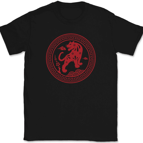 Year of the Tiger T-Shirt Chinese New Year China Graphic Cat Funny Tee - Black, M