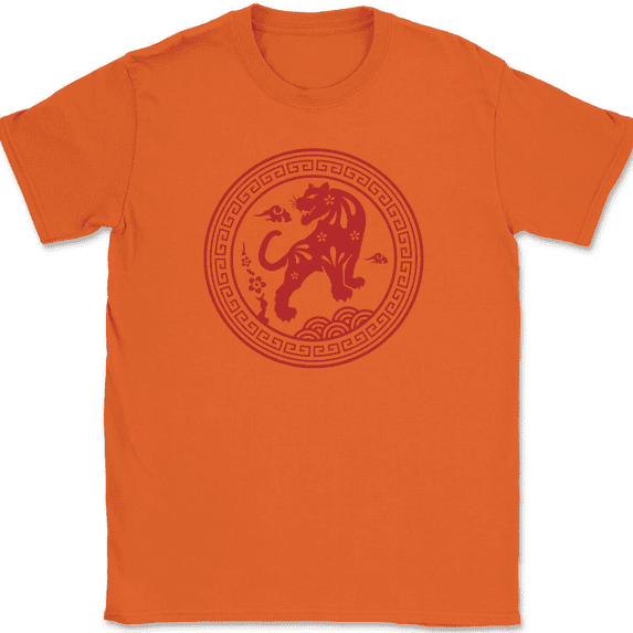 Year of the Tiger T-Shirt Chinese New Year China Graphic Cat Funny Tee - Orange, 2XL