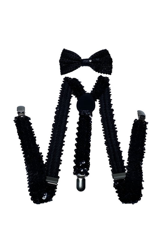 Year's Eve Party Accessories Sequined Suspenders Bow Glitter Outfit For Carnival Men Women