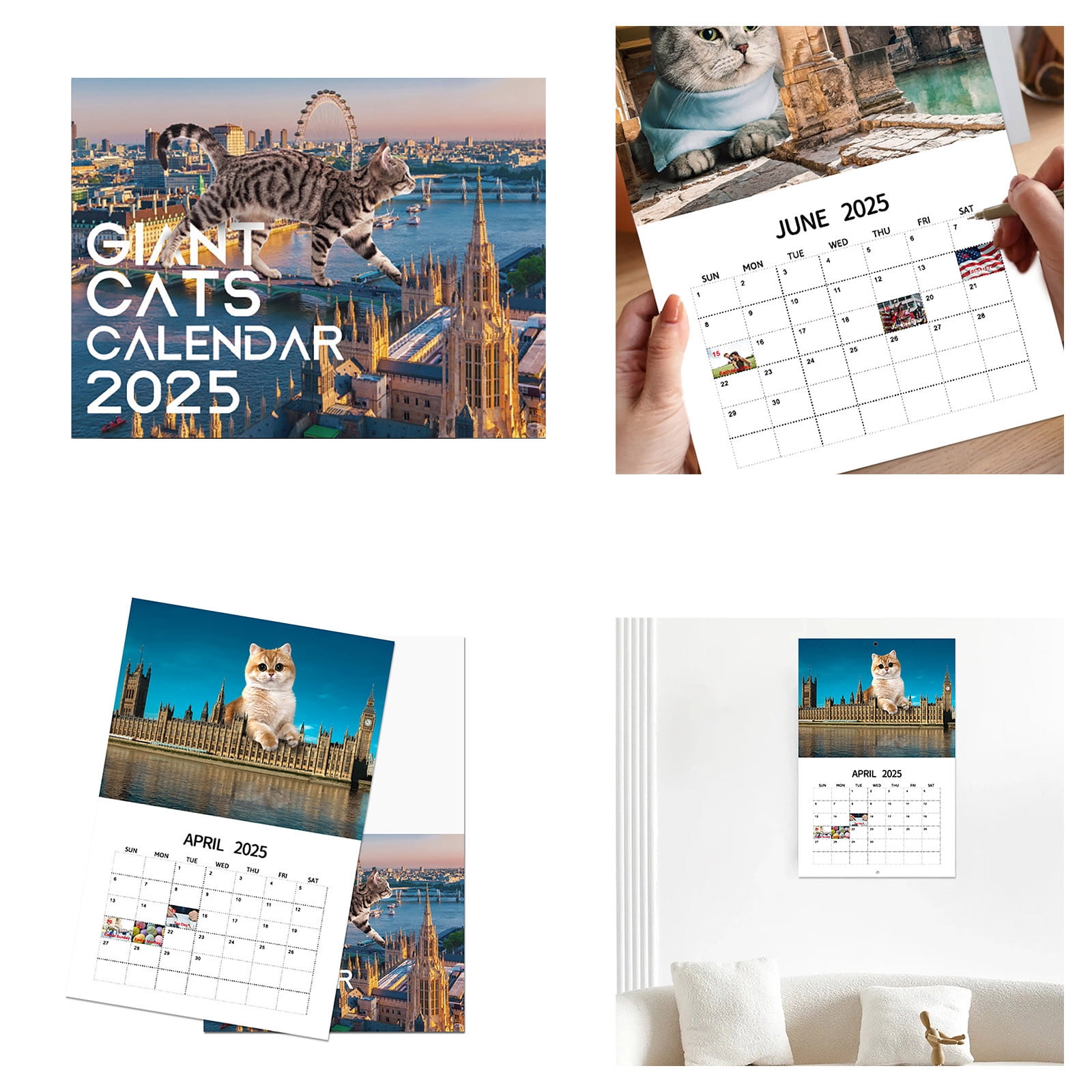 Yearly Calendar 2022 Cat Animal Pet Calendar 2025 Monthly Wall Calender