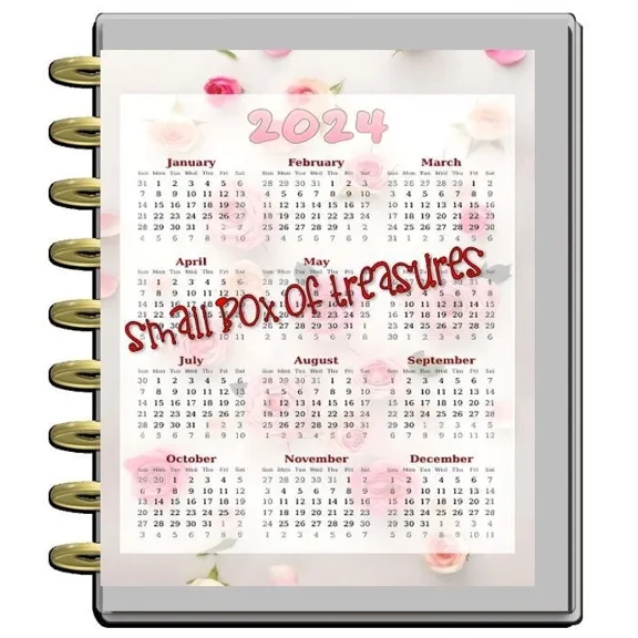 Yearly Calendar 2024-25 Two Sided Dashboard Insert For Use With Happy Planner-