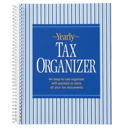Yearly Tax Organizer 9"x7" - Spiral Bound, 12 Pockets, Lined Ledgers - Bold Design Streamlines Taxes for Home & Small Business