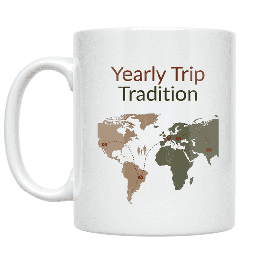 Yearly Trip Tradition World Map Design - Travel Family - 11 oz Ceramic Coffee Mug
