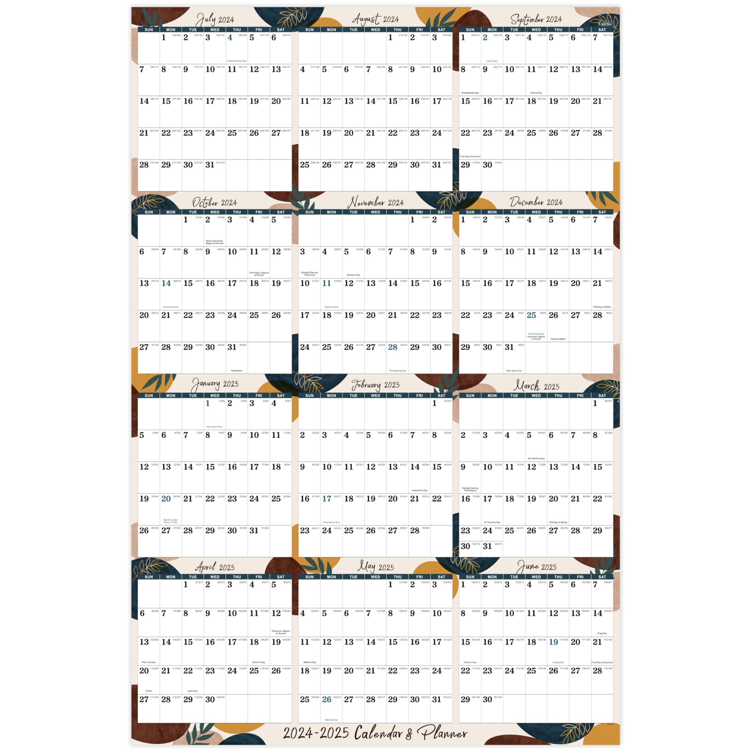 Yearly Wall Calendar 20242025 Yearly Calendar, 20242025 Wall
