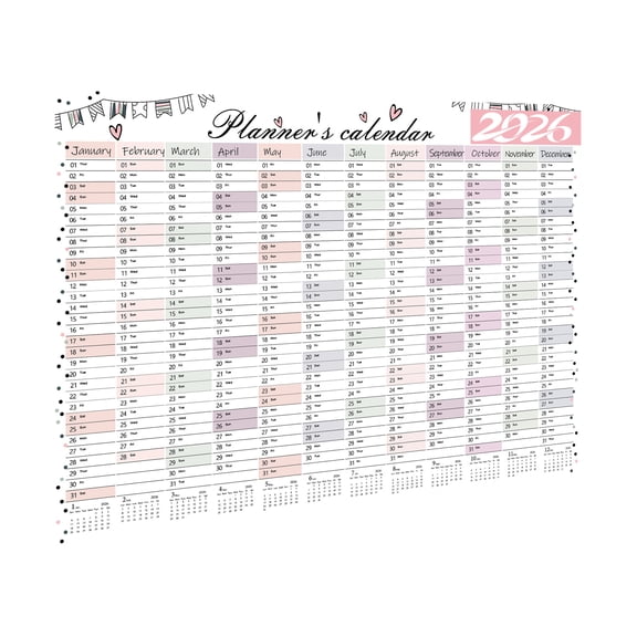 Yearly Wall Calendar with Holidays, Full Year Calendar One Page, Annual Year Wall Calendar with Stickers, Horizontal