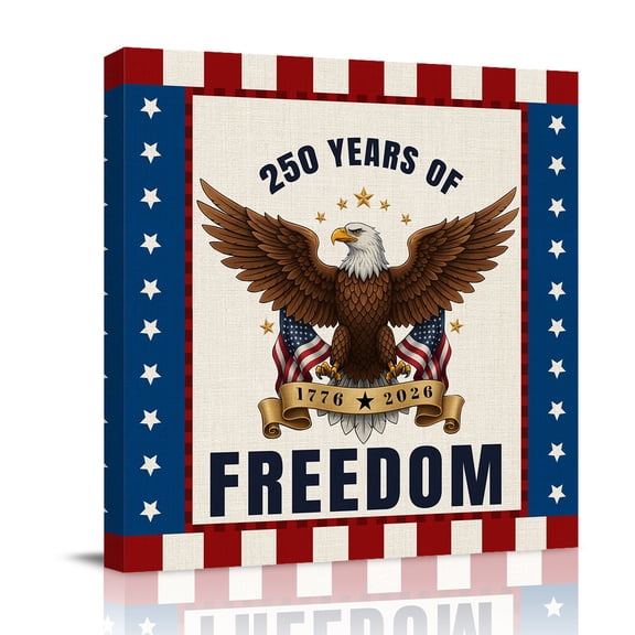 Years of Freedom Canvas Wall Art for Living Room, 4th of July Bald Eagle Usa Flag Star Stripe Poster Print Painting for Bedroom Office Home Decoration Wall Pictures Prepare To Hang 8"x8"