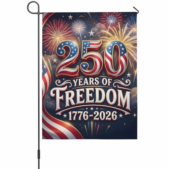 Years of Freedom House Flags For Outdoor, Fireworks US Flag Independence Day Small Double Side Yard Flags Weather Proof House Decor for Lawn Outside Holiday 28 x 40 Inches