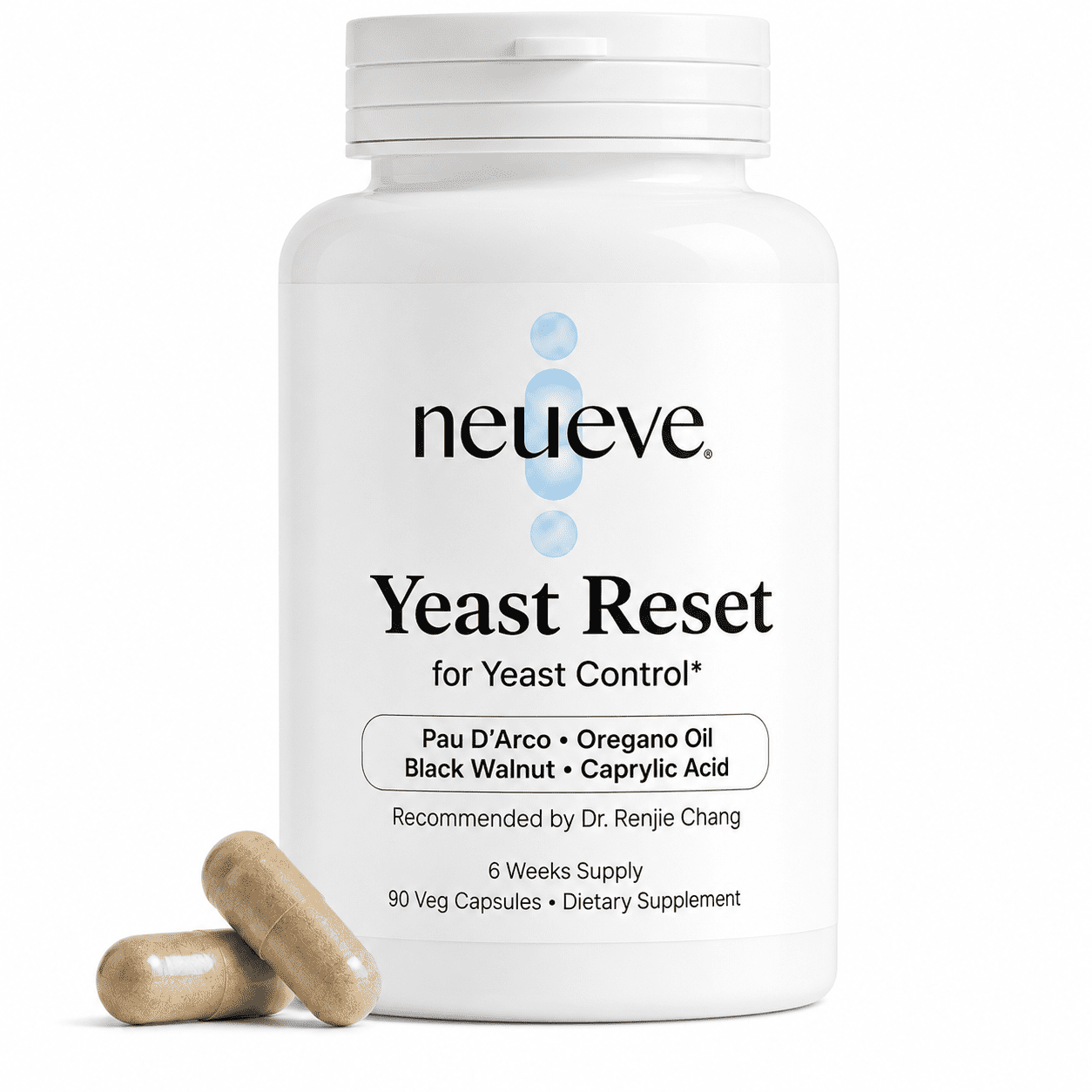 NeuEve Yeast Defense Supplement for Women with Caprylic Acid, Oregano Oil & Pau D’Arco – 90 Capsules