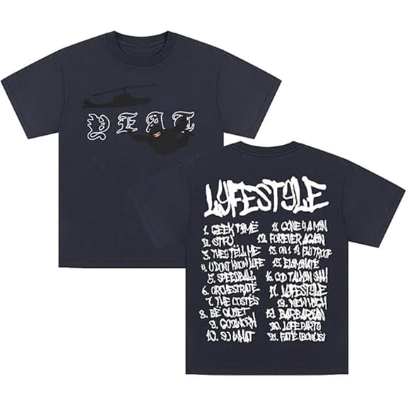 Yeat Lyfestyle Merch T-shirt New Print Short Sleeves Men And Women Retro Hip-hop Wear