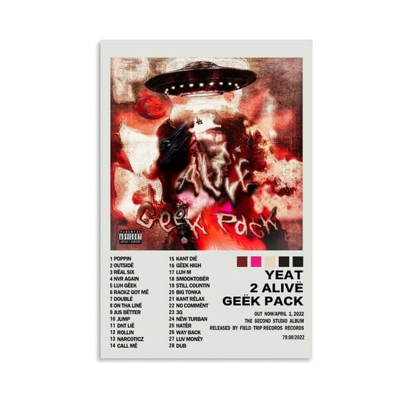 Yeat Poster 2 Alivë Rapper Album Cover Posters for Room Aesthetic, Music Posters Canvas Wall Art for Teen Room, Bedroom, Office Decor