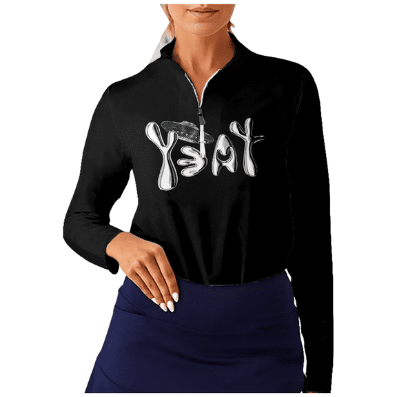 Yeat Rapper Long Sleeve Shirts Women's Half Zip Stand Collar Tops Casual Golf Shirt