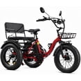 thumbnail image 1 of YEBEI Two Seater Electric Tricycle for Adults Folding E-Trike with Passenger Seat 48V20AH Battery Peak 750W Motor Pre Assembled 85% 3 Wheels Electric Bike with Two Baskets Red UL2849, 1 of 10