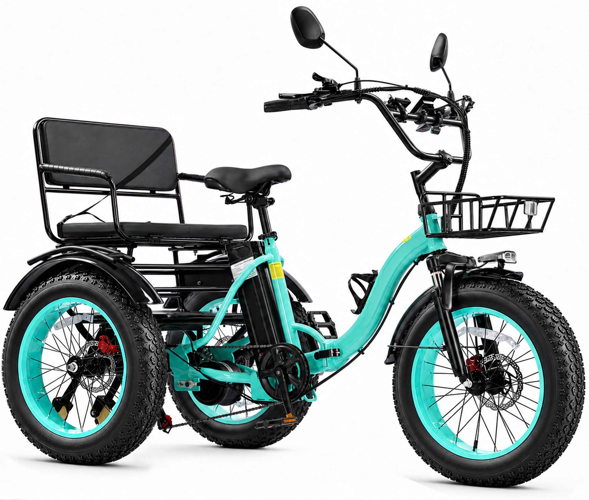 YEBEI Two Seater Electric Tricycle for Adults, Folding E-trike, 750W Motor,  48V20AH Battery, Cargo Baskets, UL2849 - Walmart.com