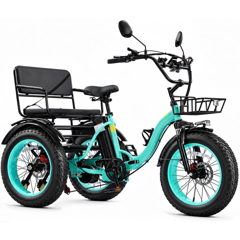 3 wheel bicycle with 2 seats Three Wheels Bicycles (20 Inch) Senior Unfolded Go Bike FORTE Electric Tricycle