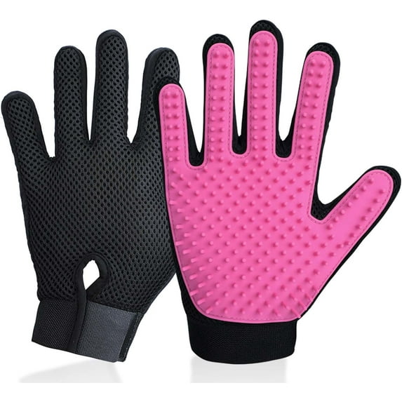 Yeblues Upgrade Pet Grooming Gloves, Grooming Gloves for Dogs, Dog Washing Gloves with High-Density Teeth, Cats, Rabbits & Horses with Hair, Efficient Pets Hair Remover Mittens 1 Pair (Pink)