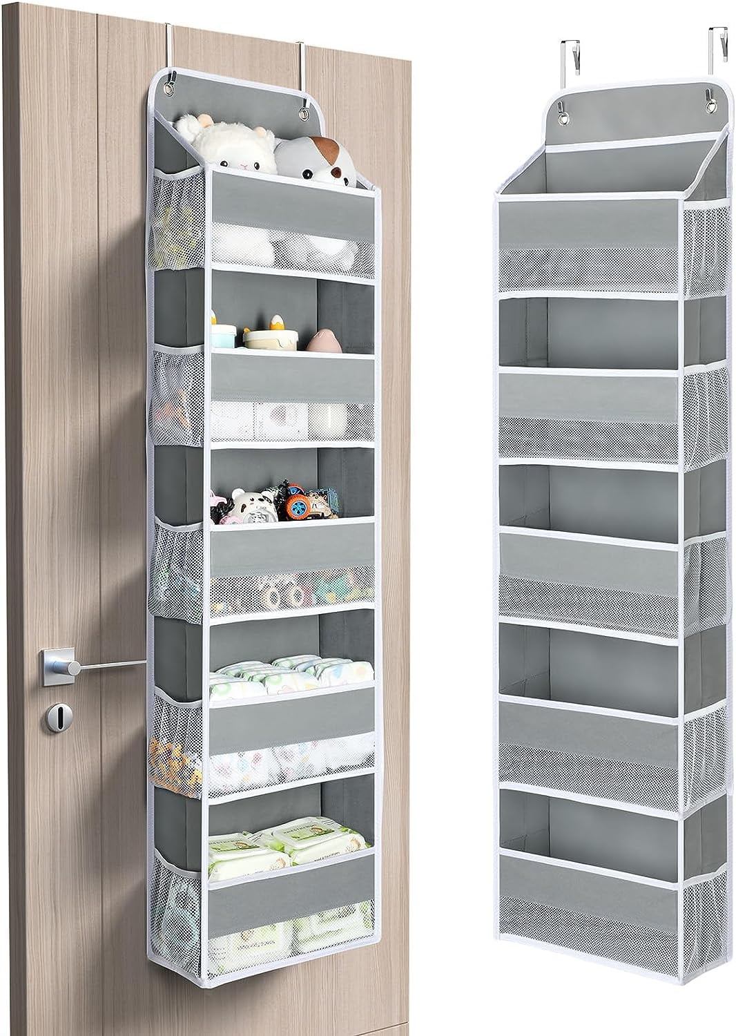 Yecaye Upgraded 7-Shelf Hanging Closet Organizers and Storage with 3  Drawers 4 Side Pockets, 2 Flexible 3-Shelf Closet Organizer System, Clothes