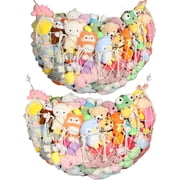 Yecaye 2Pack Stuffed Animal Storage, 60in Hanging Plushie Toy Net for Stuffed Animals