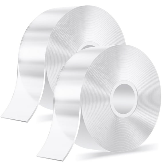 LazySpin 32.8ft Double Sided Tape Heavy Duty, 2 Sided Mounting Nano Tape Clear, 1.18"W x 0.04"Th
