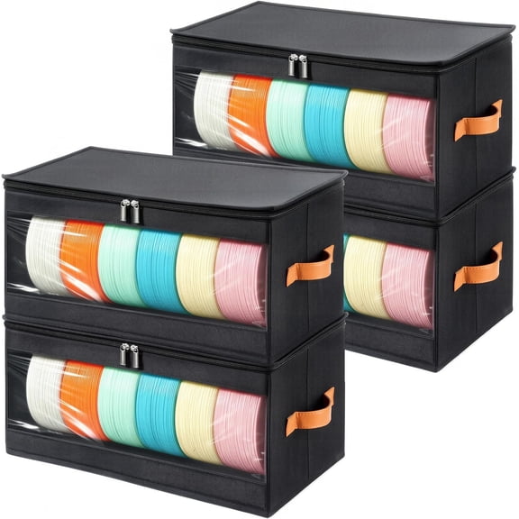 Yecaye 4 Pack 3D Printing Filament Storage Container Box, Holds 24 Spools, Black