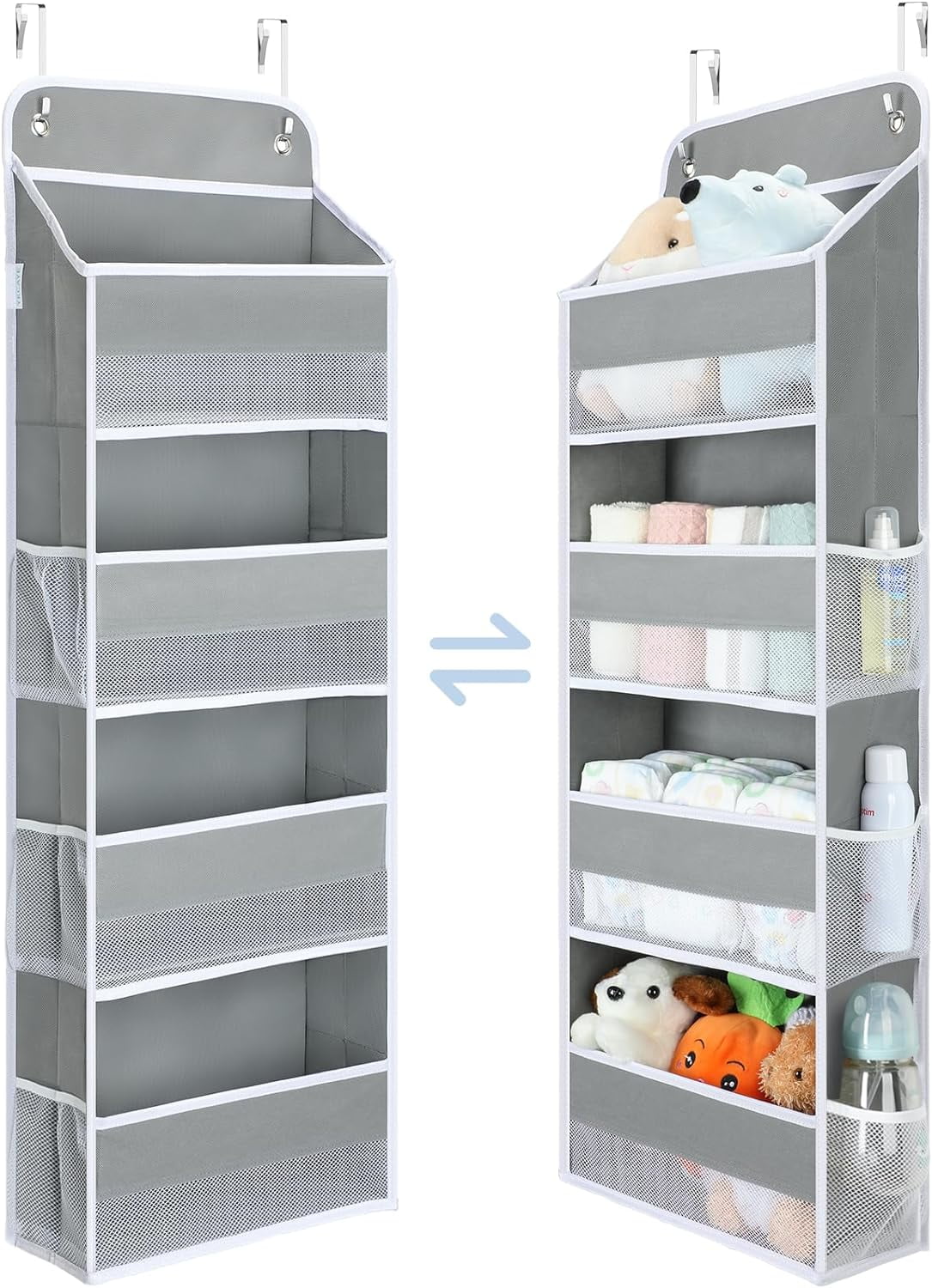 Yecaye Over The Door Organizer, Hanging Organizers Behind The Door Storage Swing-Proof, Gray