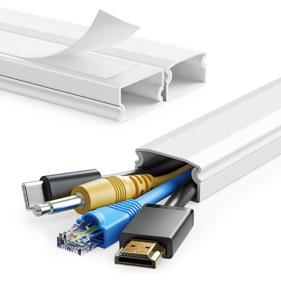 Yecaye 47In Cable Cover, Large Wire Hider for Wall Mount TV, White