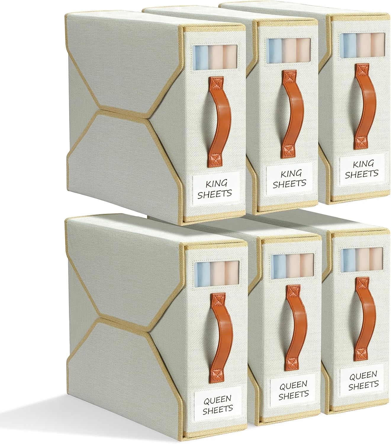 Yecaye Bed Sheet Organizers and Storage with Clear Window, 6 Pack