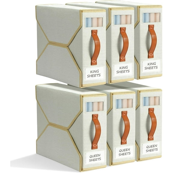 Yecaye Bed Sheet Organizers and Storage with Clear Window, 6 Pack