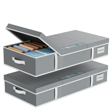 Yecaye Flat Underbed Storage Containers Bins with Lids, 2 Count, Gray