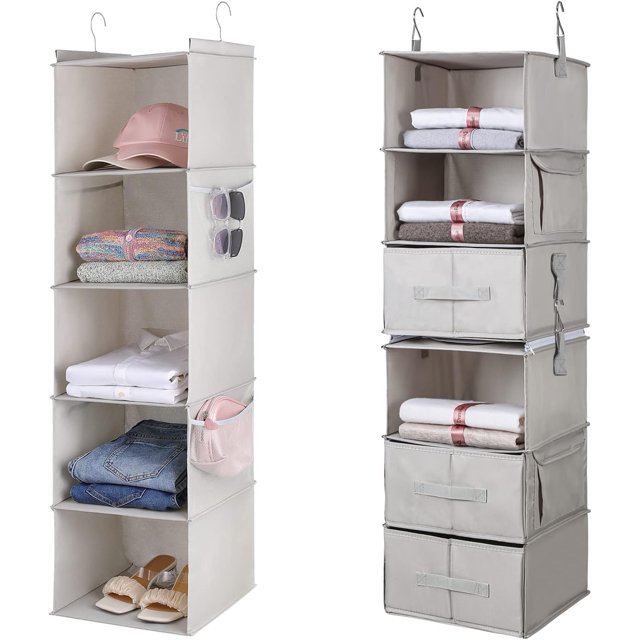Yecaye Hanging Closet Organizer Shelves, 6 Shelf Closet Storage with