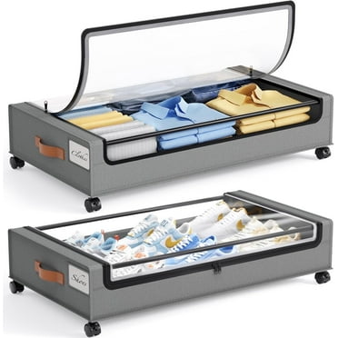 Delamu Under Bed Storage Container Bins with Wheels, 2 Pack
