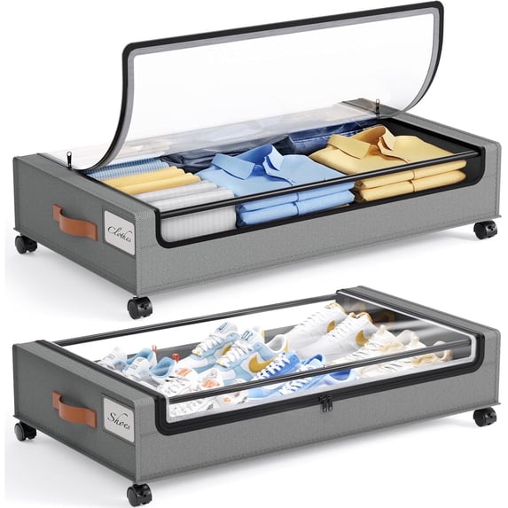 LazySpin Under Bed Storage Container Bins with Wheels, 2 Pack