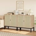 thumbnail image 1 of Brafabhome Boho Rattan Sideboard Storage Cabinet, 4 Doors Modern Buffet Cabinet with Storage Shelf for Living Room, Dining Room, Entryway, Kitchen | Beige, 1 of 8