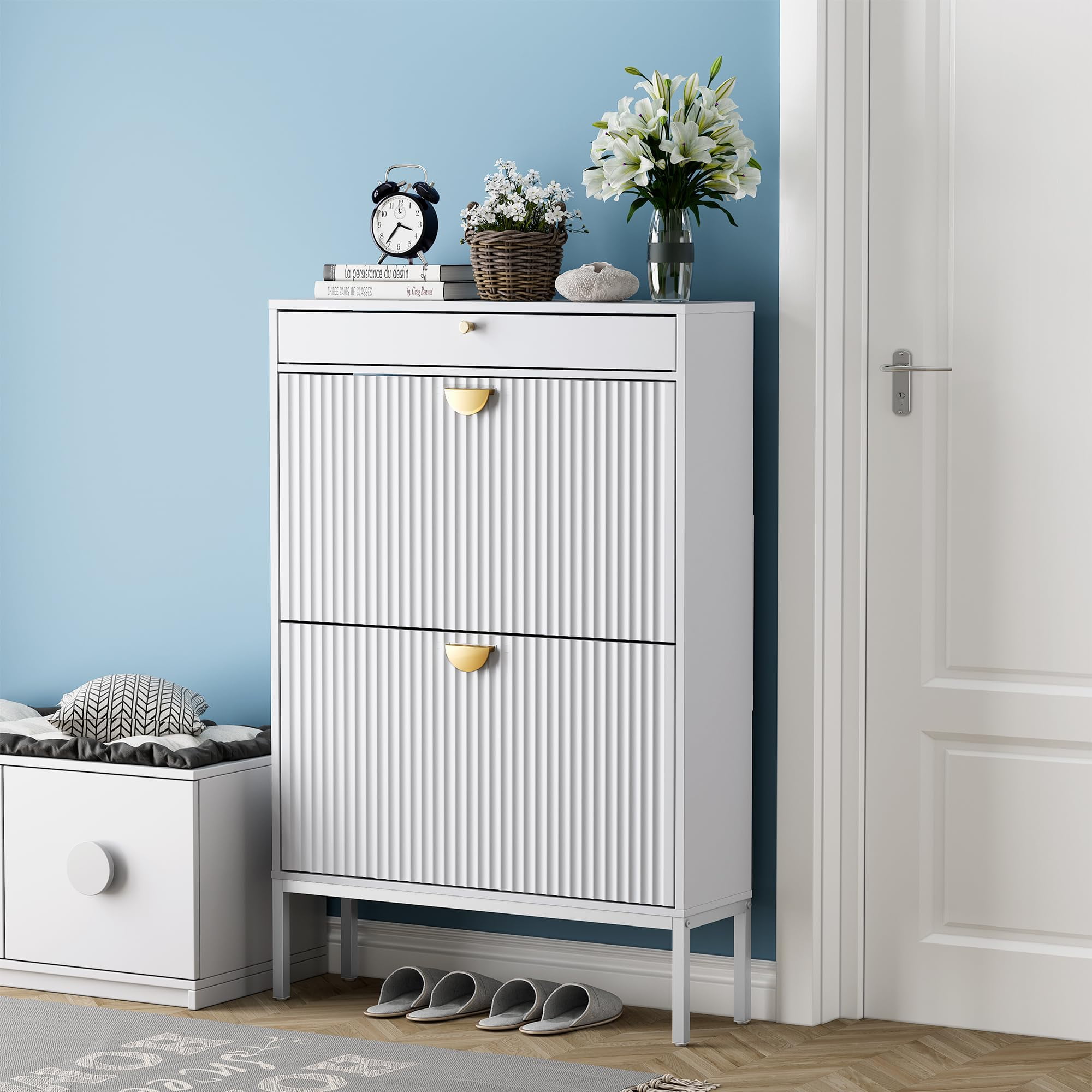 4D Concepts Deluxe Triple Shoe Cabinet White Walmart