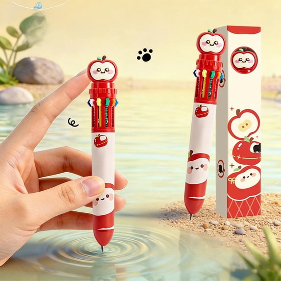 Yeciiwht 10-Color Retractable Ballpoint Pen Set, Fast-Drying Colored Pens for Students School Supplies
