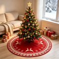 thumbnail image 1 of Yeciiwht 35.4in Christmas Tree Skirt – Snowflake Reindeer Print Tree Base Cover, Soft Tree Collar Ornament Mat for Holiday & Party Decor, 1 of 6