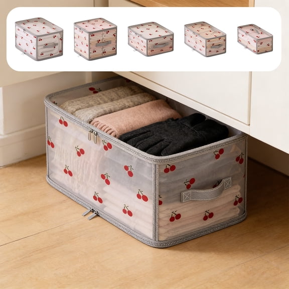 Yeciiwht Cherries Patterns Foldable Clothes Storage Box Large Capacity Fabric Organizer for Closets Sweaters Blankets Pants Bedroom Wardrobe Storage Bin Multi Size