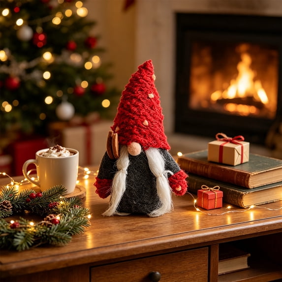 Yeciiwht Christmas Gnome Doll Ornament –5.2in Xmas Plush with Hanging Loop, Festive Figure Decoration for Xmas Tree & Indoor Holiday Display, Stocking Stuffers