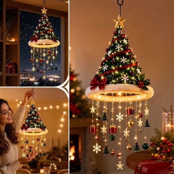 Yeciiwht Christmas Ornament – Classic Xmas Tree-shaped Hanging Light Decoration for Chandelier, Party & Home, Holiday Supplies