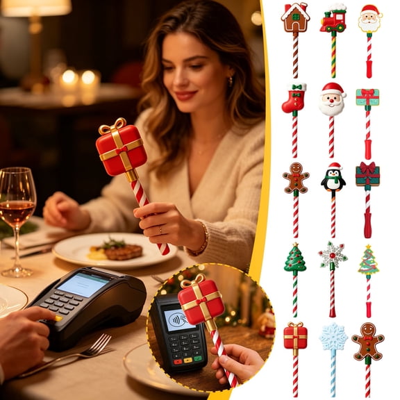 Yeciiwht Christmas Payment Wand – Christmas Credit Card Wand Festive Card Reader Payment Accessory for Holiday Retail, Cafes & Events