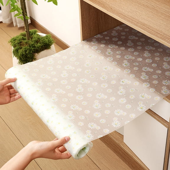 Yeciiwht Customizable DIY Shelf Liner Refrigerator Liners 59x12 Inches, Floral Pattern Cabinet Liner Waterproof, Oil-proof and Dust-proof Drawer Liner Fridge Mats for Kitchen Cabinets
