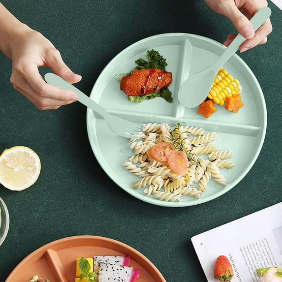 Yeciiwht Dividing Tableware Set Three Dividing Dessert Breakfast Tableware Set with Spoon Fork Chopsticks