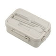 thumbnail image 1 of Yeciiwht Double-Layer Japanese-Style Lunch Box – Microwaveable Lunch Container with Divided Compartments, Leak-Proof Design Bento Box for Office Workers & Travel, 1 of 4