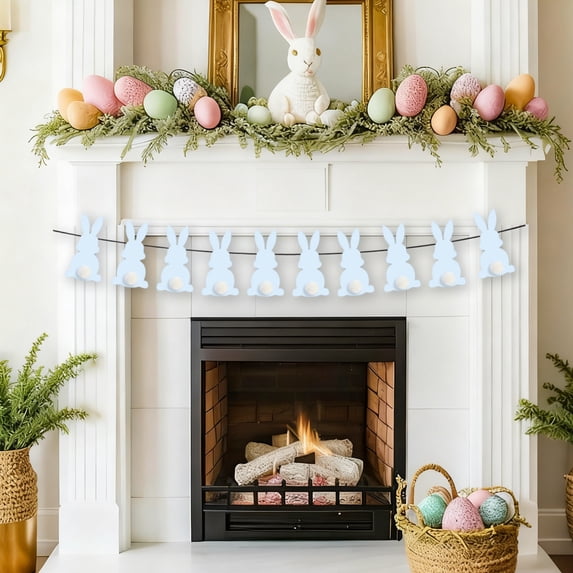 Yeciiwht Easter Banner Hanging Decor - "Happy Easter" Spring Party Sign for Wall, Mantel & Classroom Decoration