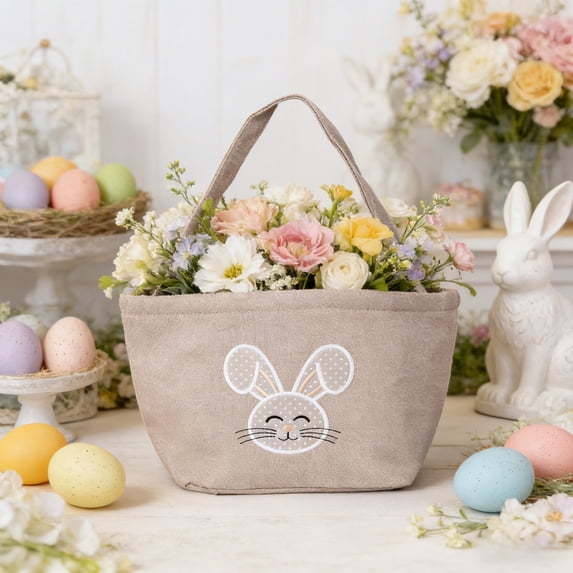 Yeciiwht Easter Basket Exquisite Cute Rabbits Ears Easter Baskets, Easter Eggs Candy Gift Storage Handbag Festive Party Decoration Gift Bags for Adding Atmosphere
