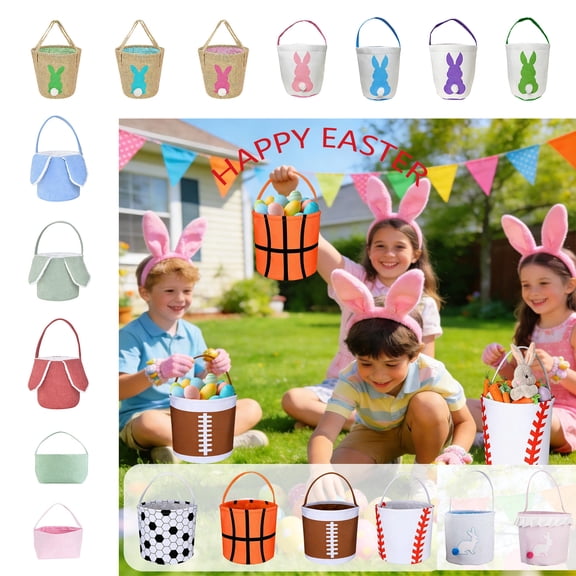 Yeciiwht Easter Rabbits Bag Portable Easter Basket Party Gift Decoration Bags, Exquisite Easket Storage Bucket Gift Bag for Snacks Candy Easter Egg, Holiday Decor