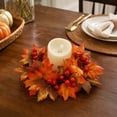 thumbnail image 1 of Yeciiwht Fall Candle Rings, Thanksgiving Candle Rings with Artificial Maple Leaf Red Berries, Fall Wreath for Pillar Candles Centerpiece Table Decor, 1 of 6