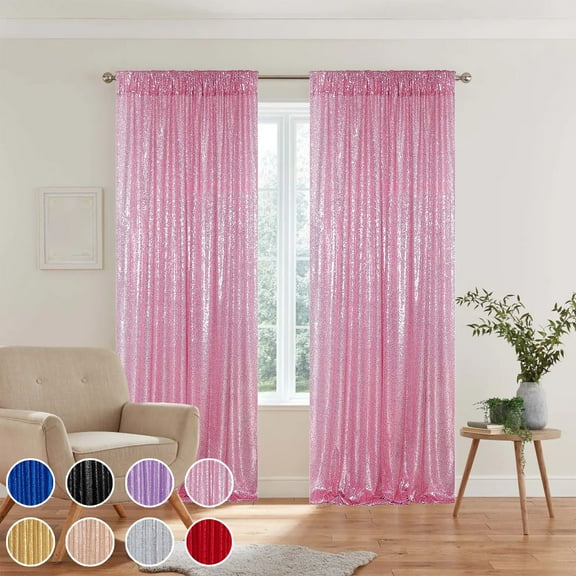 Yeciiwht Gold Sequin Background Curtains, Party Stage Wedding Background Curtains 96x24 Inches Large Size Blackout Curtains Suitable for Living Room Holiday Party Wedding Decoration